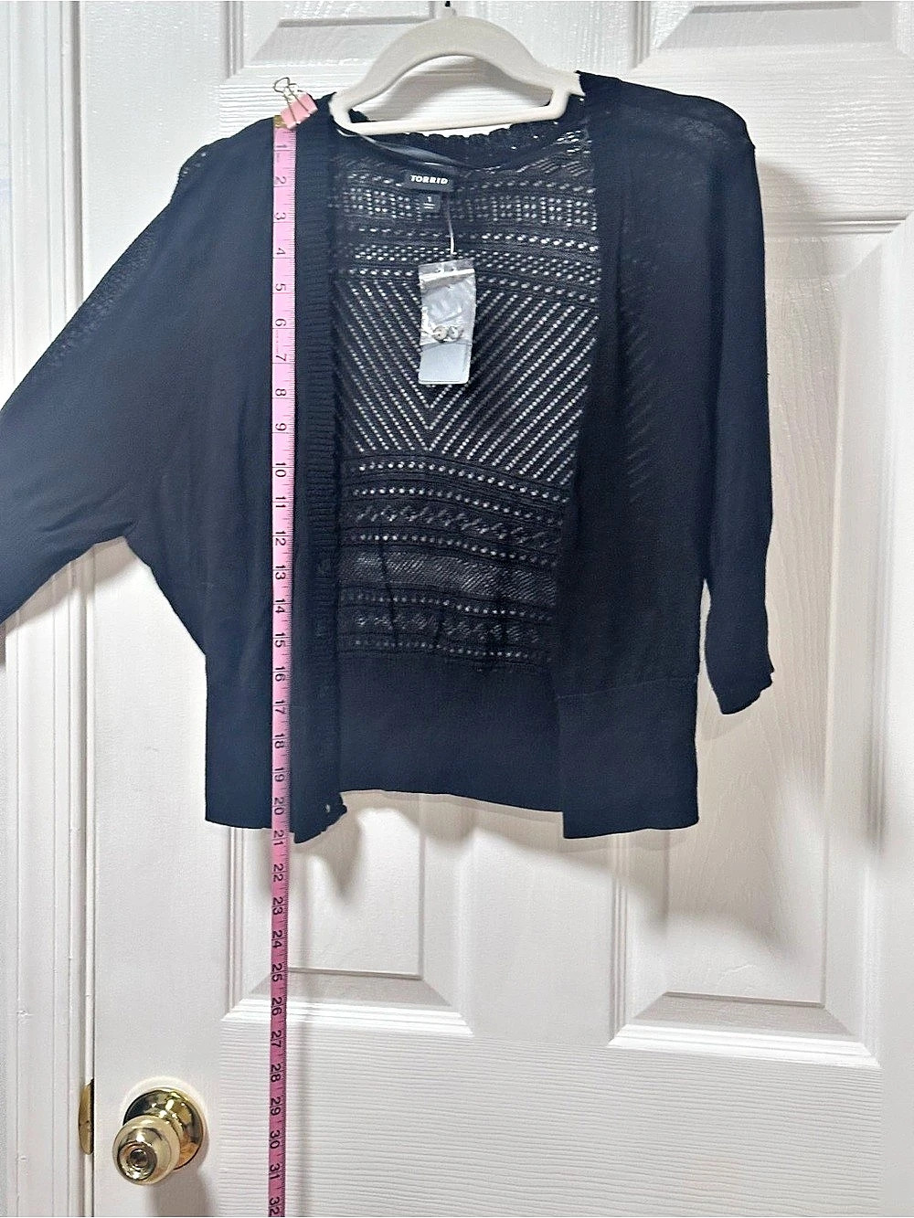 Torrid Elbow Sleeve Button Crop Cardigan Black Size 1X